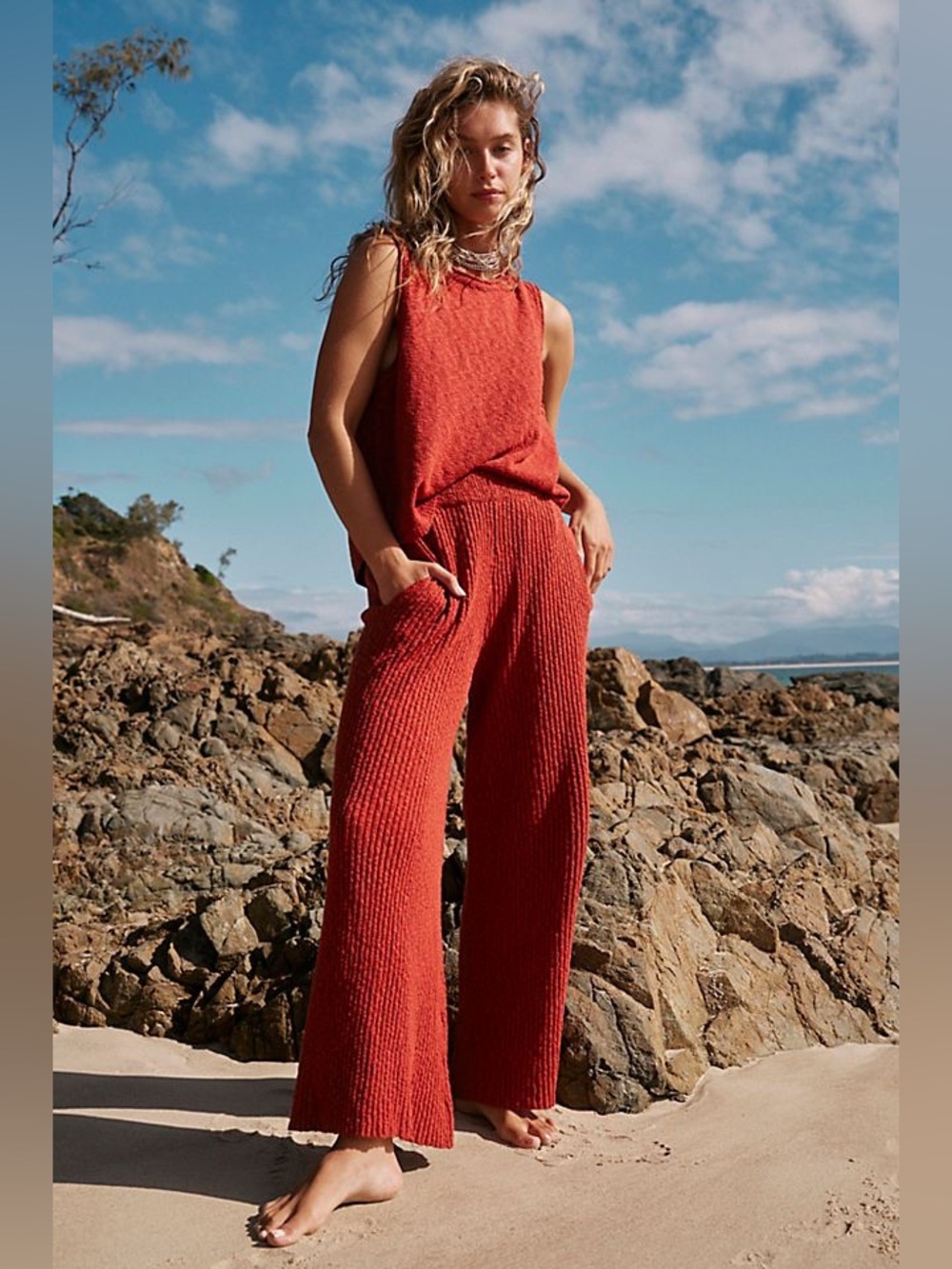 Free People Beach Free-est - Adelaide Sweater Set in Red Rust
